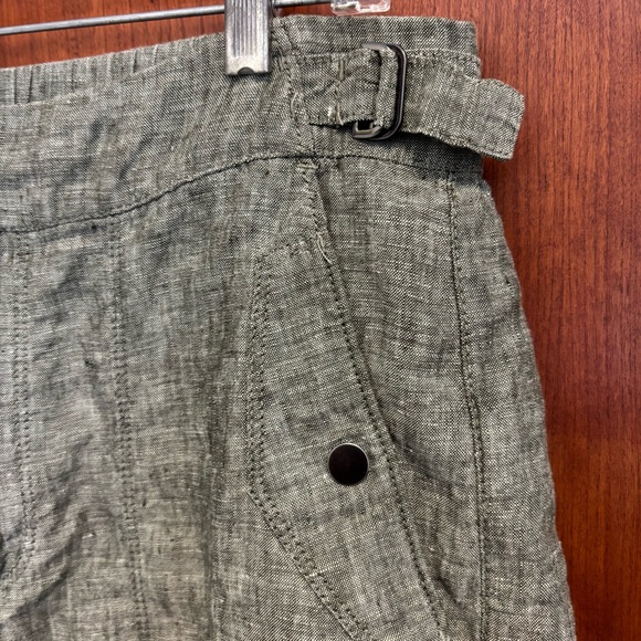 Athleta Voyager 100% Linen Olive Green Cropped Pants size 10 - Picture 5 of 13